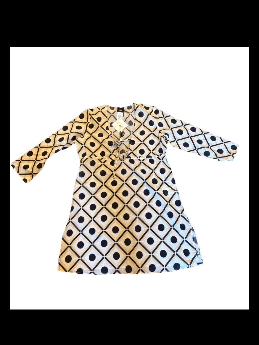 Echo New York Swimsuit Cover Up Polka Dot NWT 100% Cotton Cinch Waist Sz M